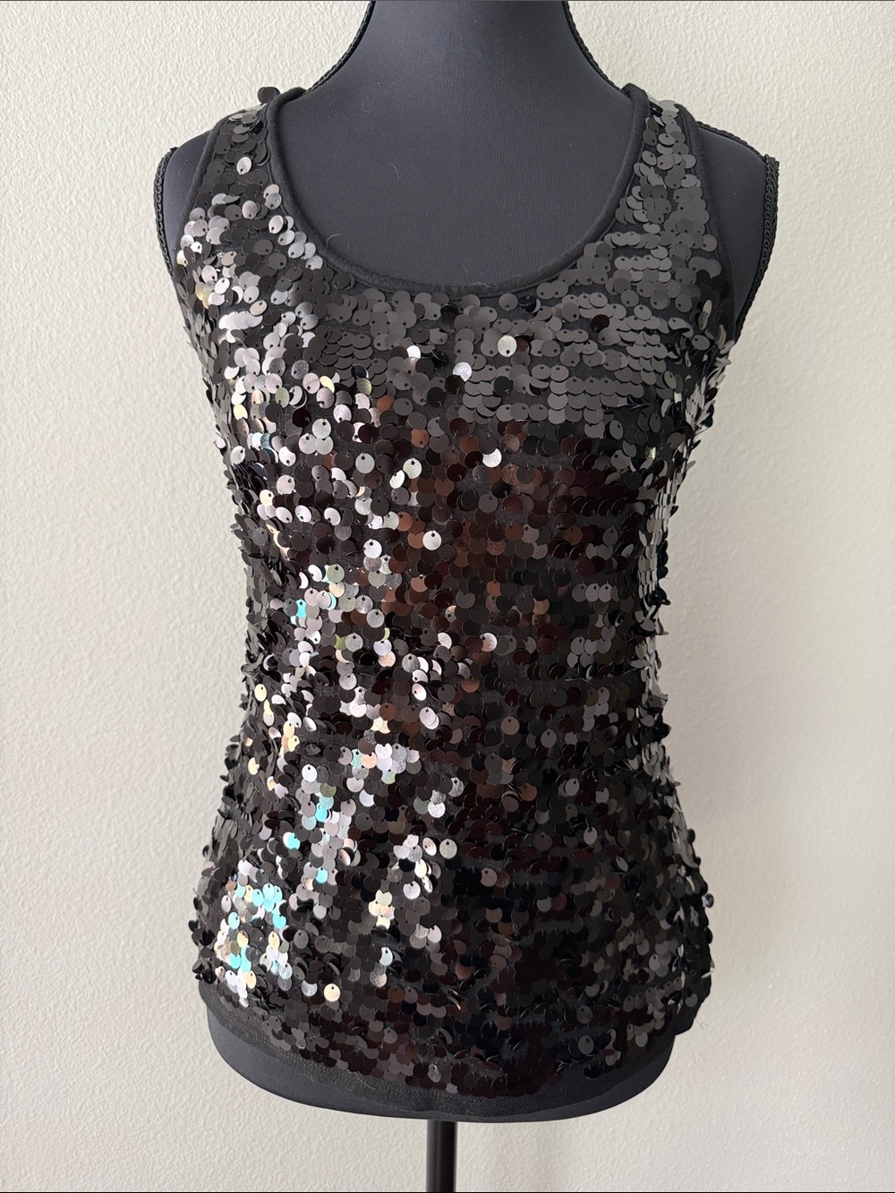 INC International Concepts Black Sequin Tank Top